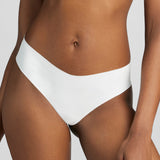 Organic Cotton No-Show Thong - Siella - Color: White Blanc