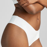 Organic Cotton No-Show Thong - Siella - Color: White Blanc