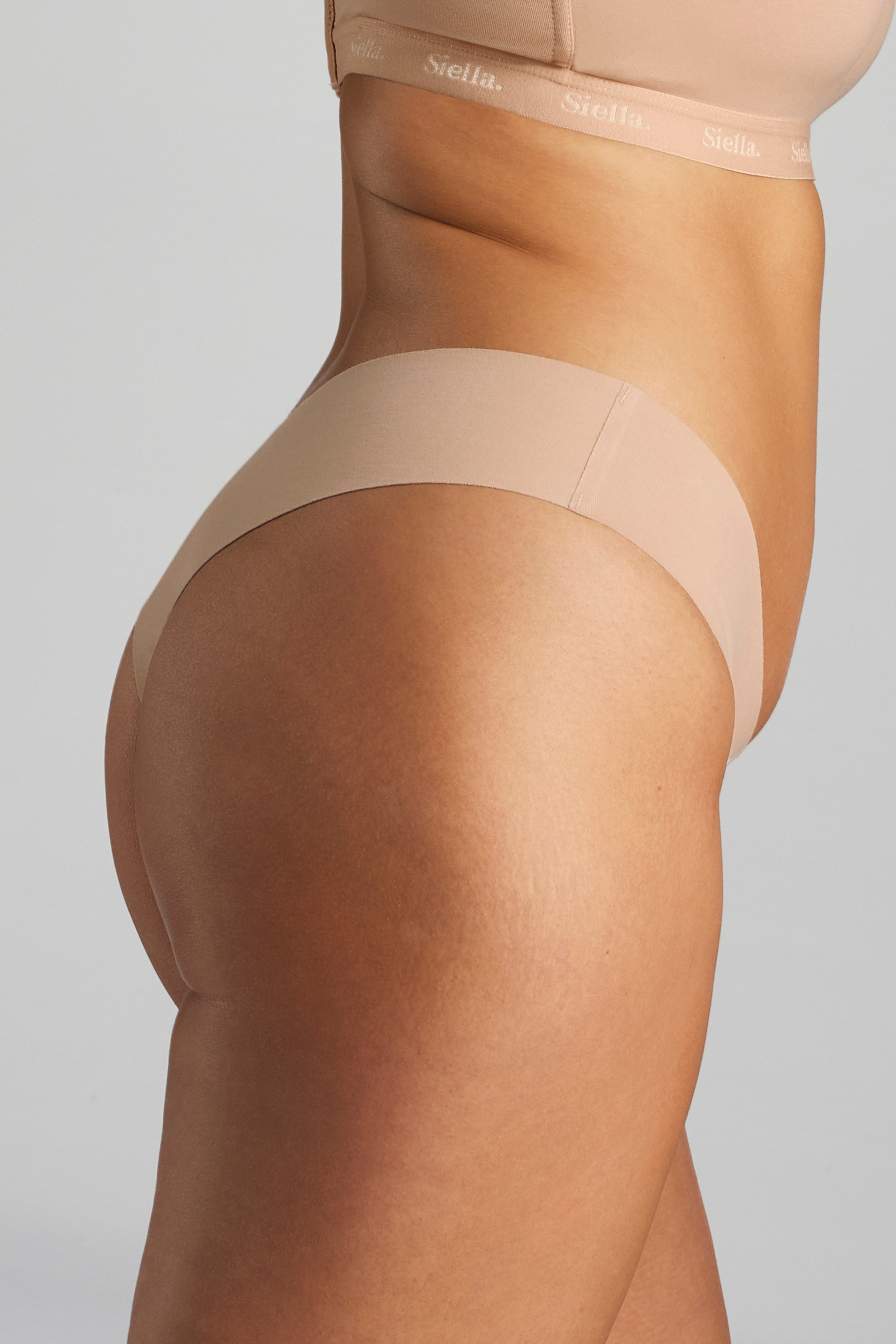 Organic Cotton No-Show Thong - Siella - Color: Beach Beige Beige plage