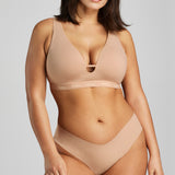 Organic Cotton No-Show Thong - Siella - Color: Beach Beige Beige plage