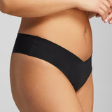 Organic Cotton No-Show Thong - Siella - Color: Black Noir