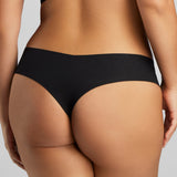 Organic Cotton No-Show Thong - Siella - Color: Black Noir