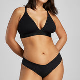 Organic Cotton No-Show Thong - Siella - Color: Black Noir