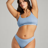 Organic Cotton Scoop Neck Bra - SIELLA - Color: Sky Blue Bleu ciel