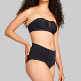Microfiber High Waist Brief - Siella - Color: Black Noir
