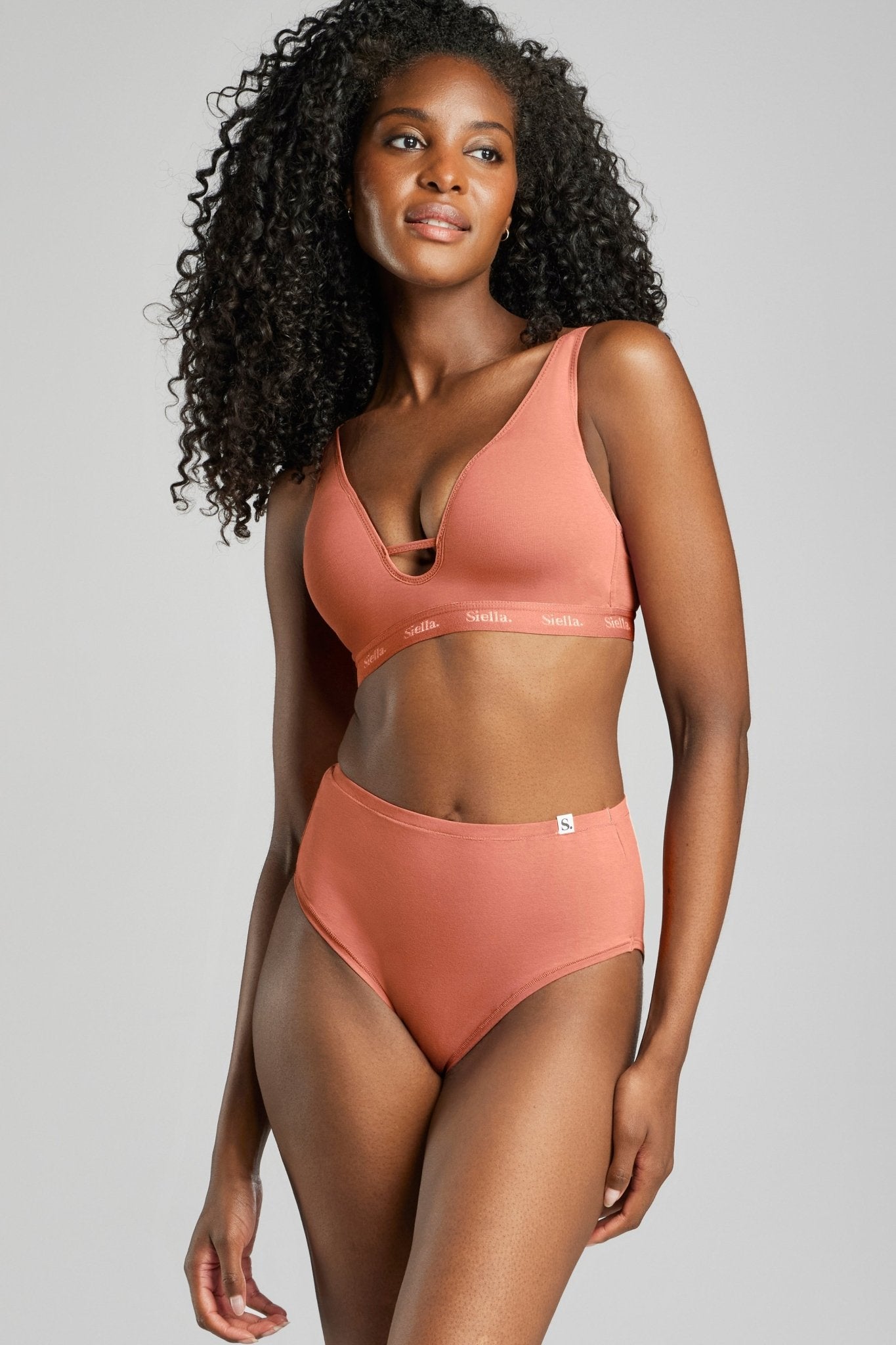 Organic Cotton High Waist Brief - SIELLA - Color: Terracotta