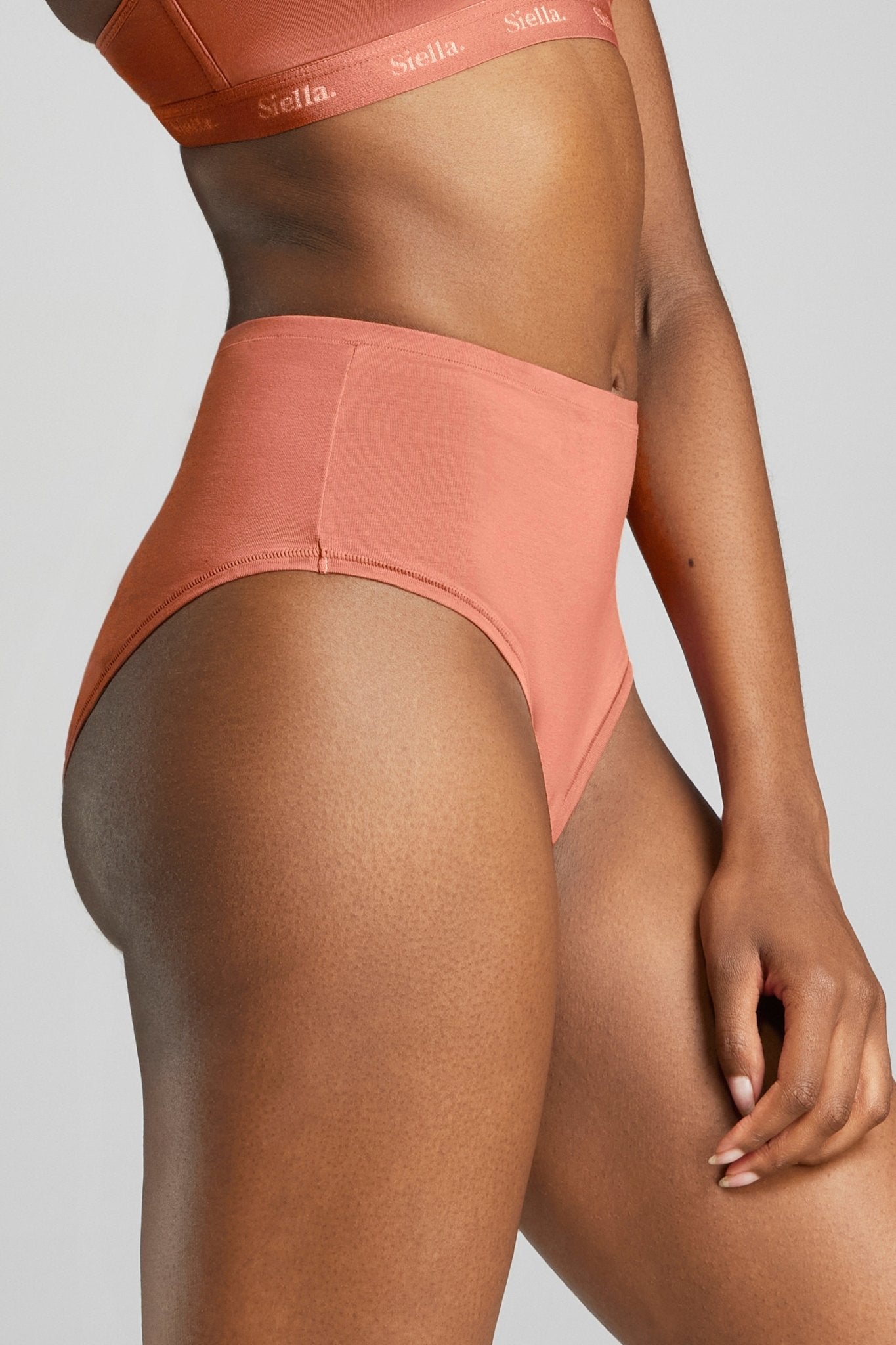 Organic Cotton High Waist Brief - SIELLA - Color: Terracotta