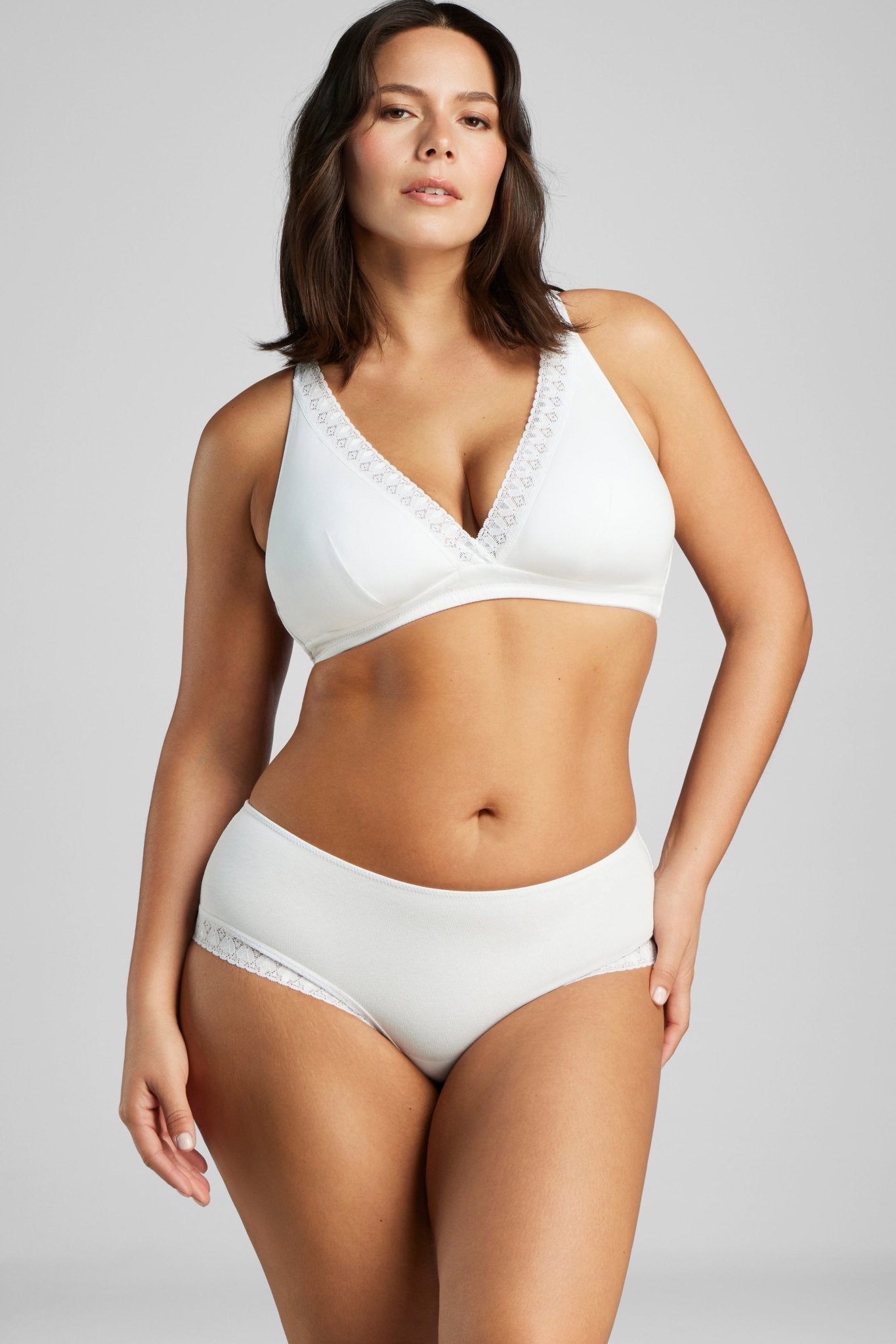 Organic Cotton Lace Cheeky - Siella - Color: White Blanc