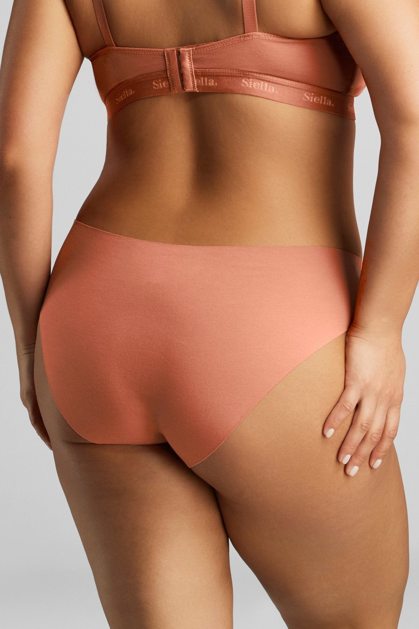 Organic Cotton No-Show Bikini - Siella - Color: Terracotta