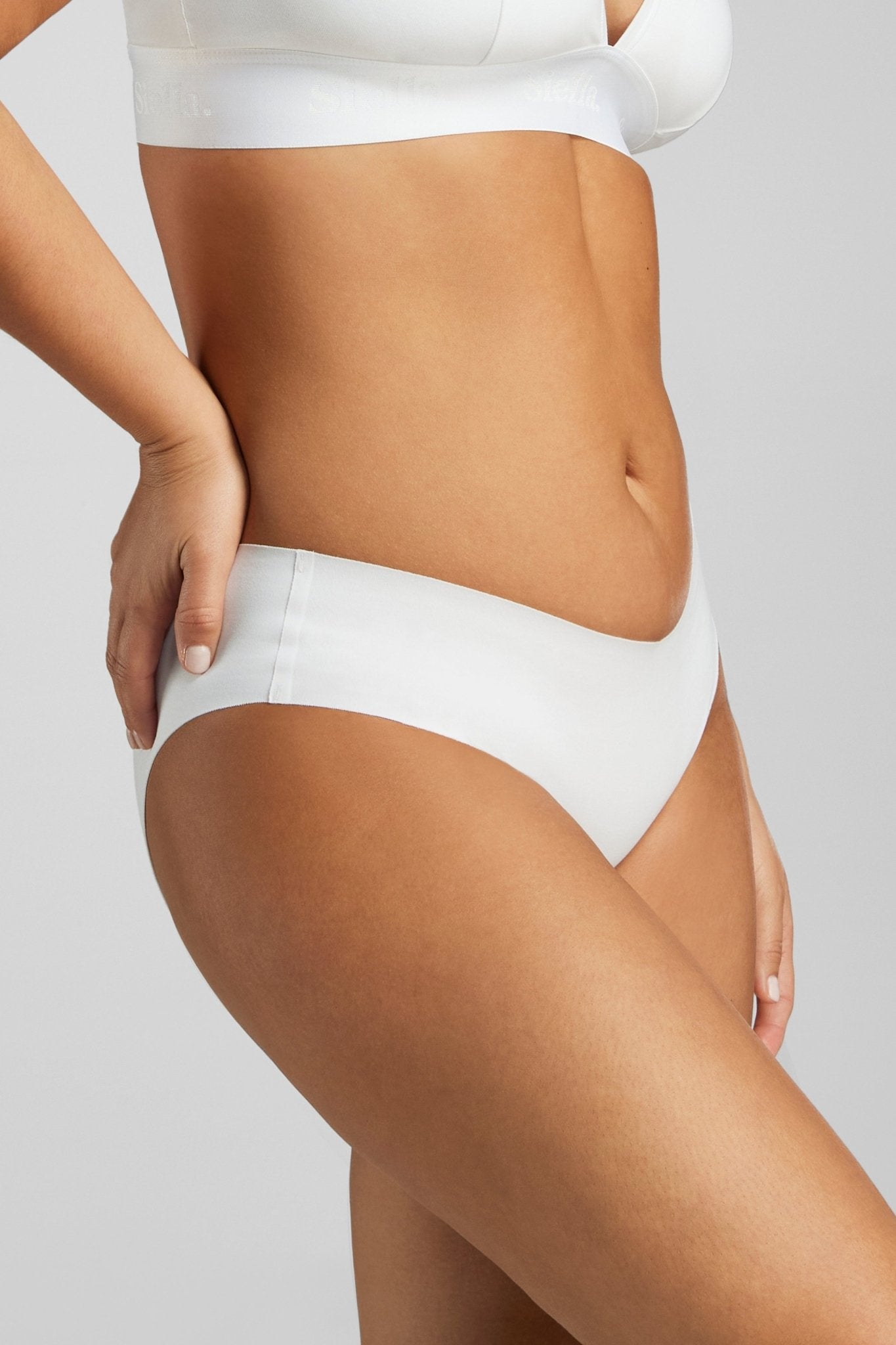 Organic Cotton No-Show Bikini - Siella - Color: White Blanc