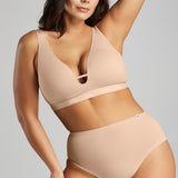 Organic Cotton Plunge Foam Bra - SIELLA - Color: Beach Beige Beige plage