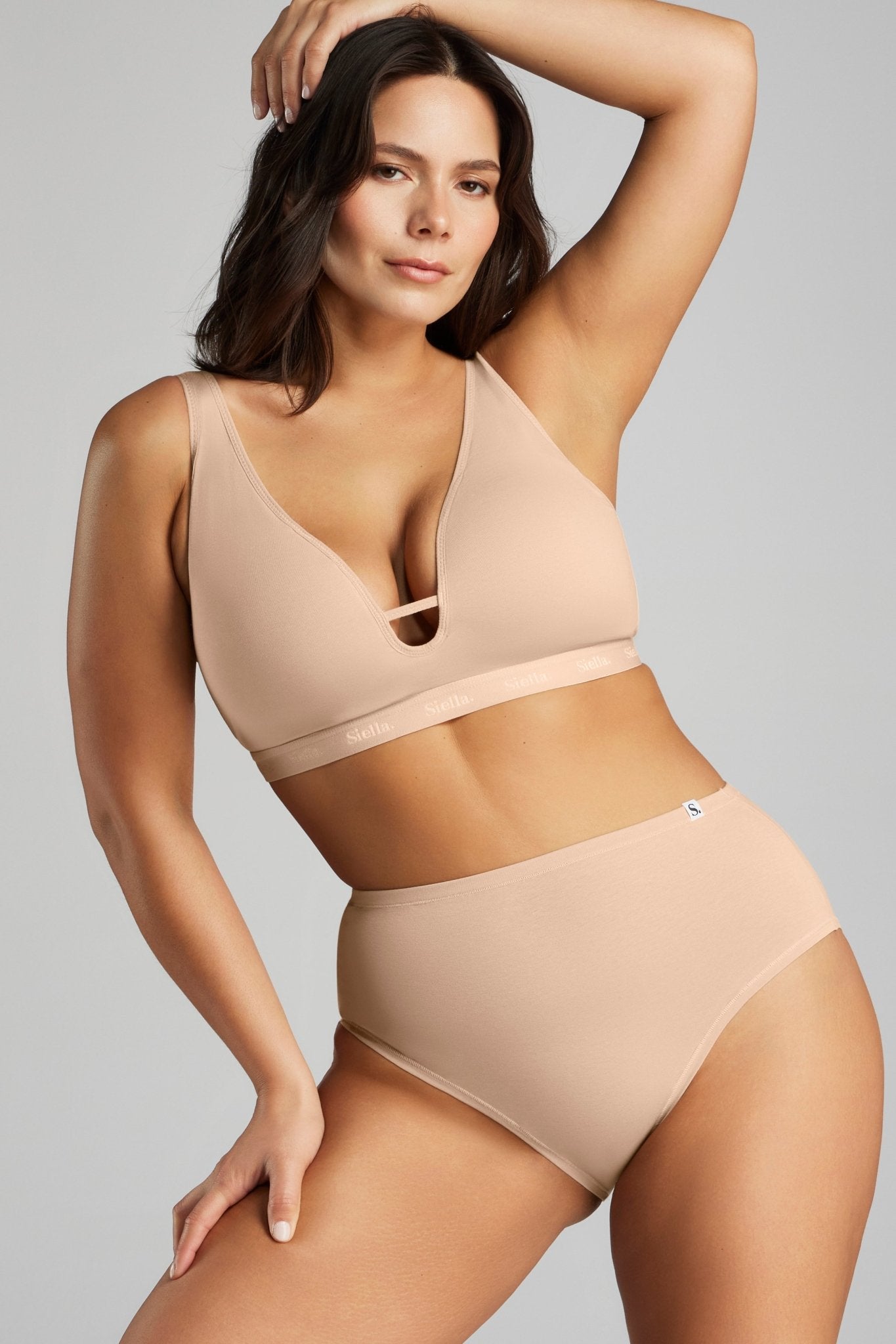 Organic Cotton Plunge Foam Bra - SIELLA - Color: Beach Beige Beige plage