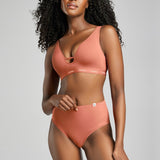 Organic Cotton Plunge Foam Bra - SIELLA - Color: Terracotta