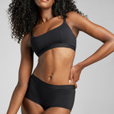 Organic Cotton Scoop Neck Bra - Siella - Color: Black Noir