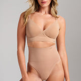 Sculpt High Waist Shaping Thong - Siella - Color: Taupe