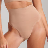 Sculpt High Waist Shaping Thong - Siella - Color: Taupe