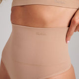 Sculpt High Waist Shaping Thong - Siella - Color: Taupe