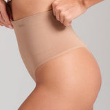 Sculpt High Waist Shaping Thong - Siella - Color: Taupe