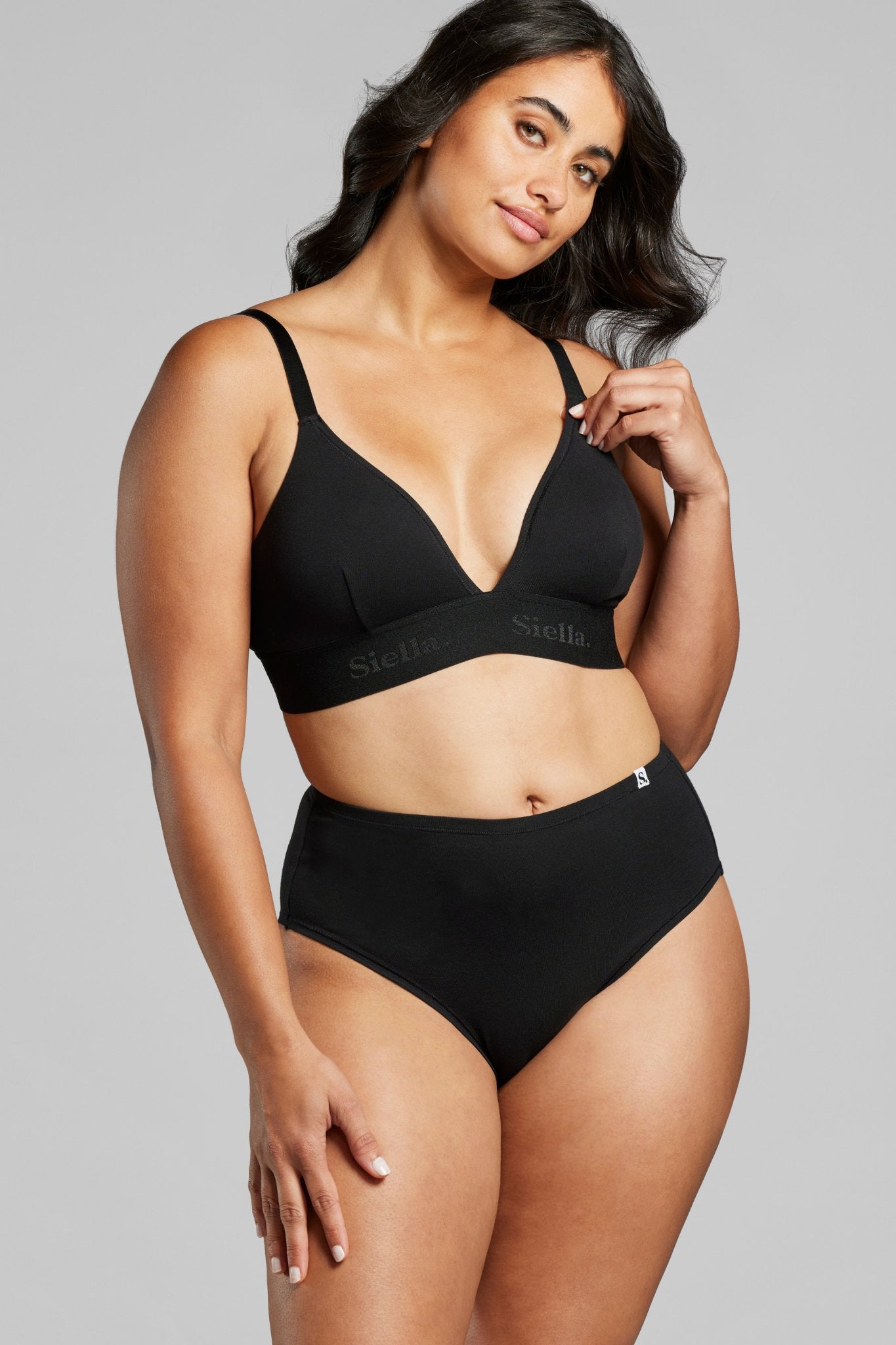 Organic Cotton High Waist Brief - SIELLA - Color: Black Noir