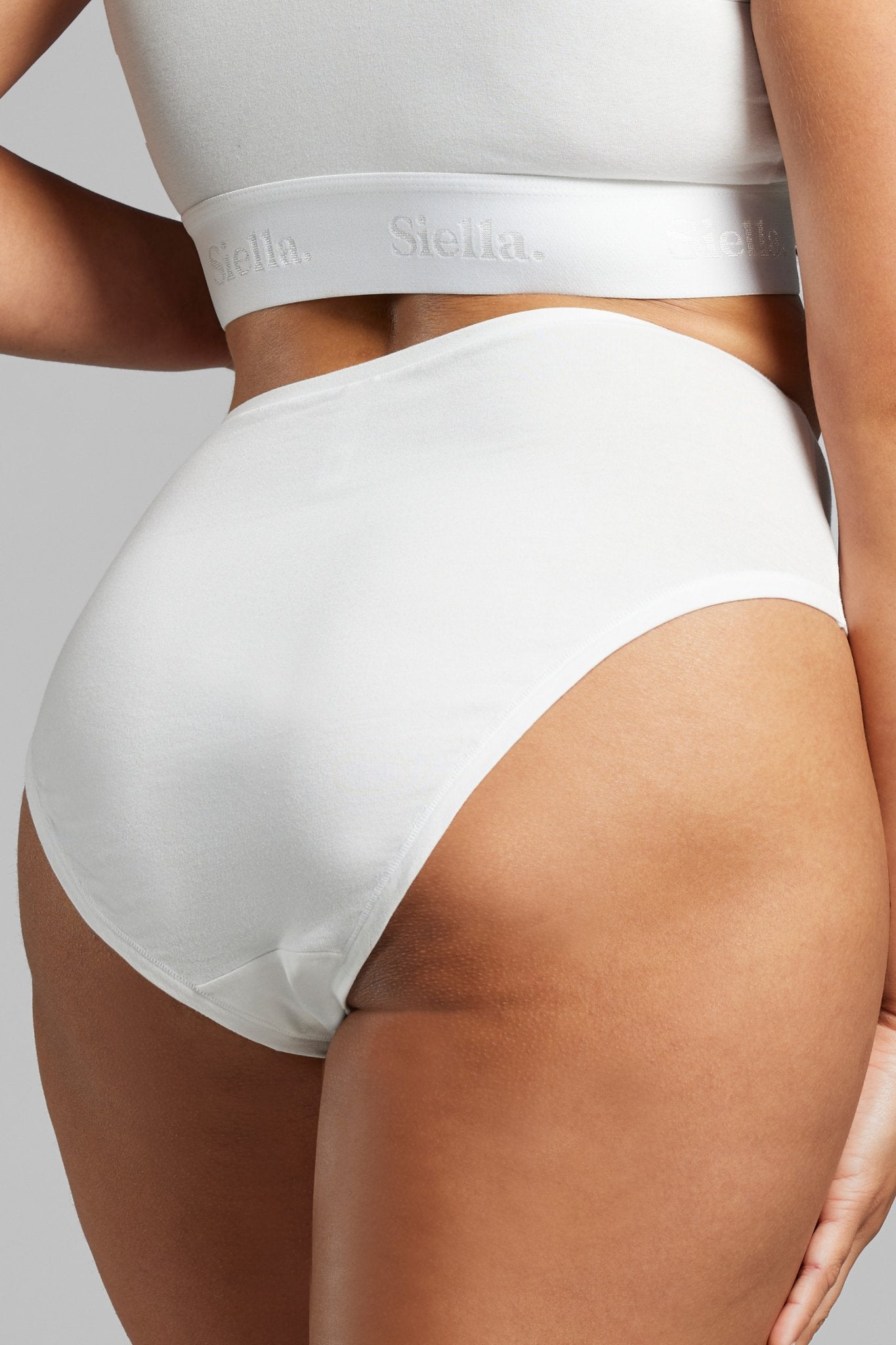 Organic Cotton High Waist Brief - SIELLA - Color: White Blanc