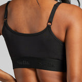 Organic Cotton Scoop Neck Bralette - Siella - Color: Black Noir