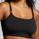Organic Cotton Scoop Neck Bralette - Siella - Color: Black Noir