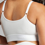 Organic Cotton Scoop Neck Bralette - Siella - Color: White Blanc