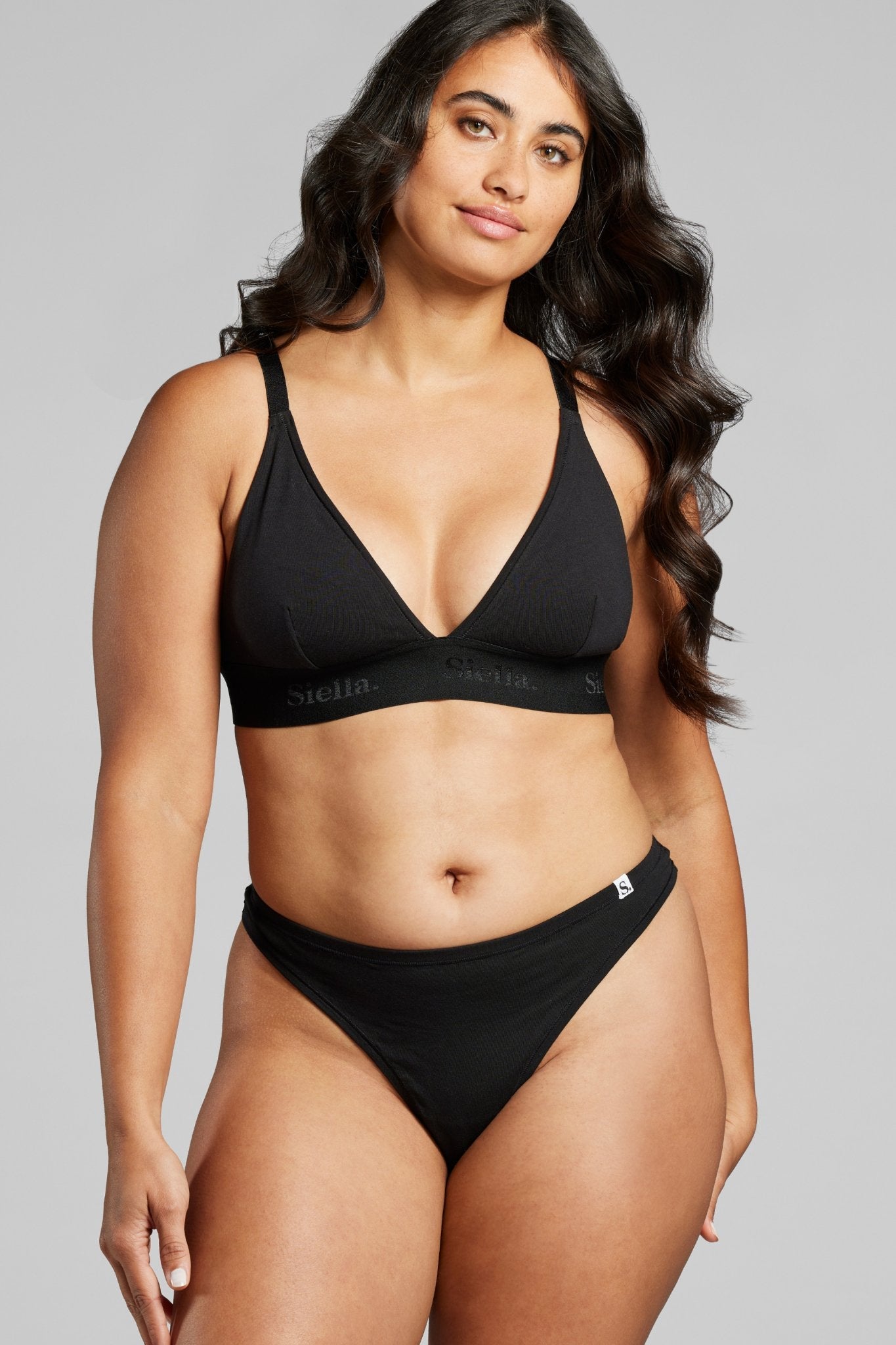 Organic Cotton Thong - SIELLA - Color: Black Noir