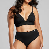 Organic Cotton Triangle Padded Bra - Siella - Color: Black Noir