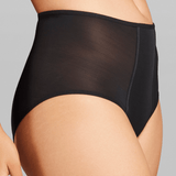 Power Mesh High Waist Brief - Siella - Color: Black Noir