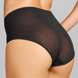 Power Mesh High Waist Brief - Siella - Color: Black Noir