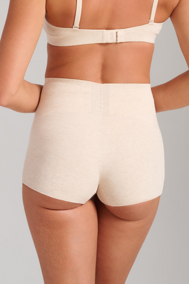 Organic Cotton No-Show Shaping Boy Short - SIELLA - Color: Oatmeal Avoine