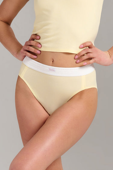 Organic Cotton Rib High Waist Brief - Siella - Color: Lemonade Limonade