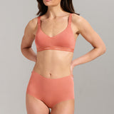 Organic Cotton V-Neck Bra - SIELLA - Color: Terracotta