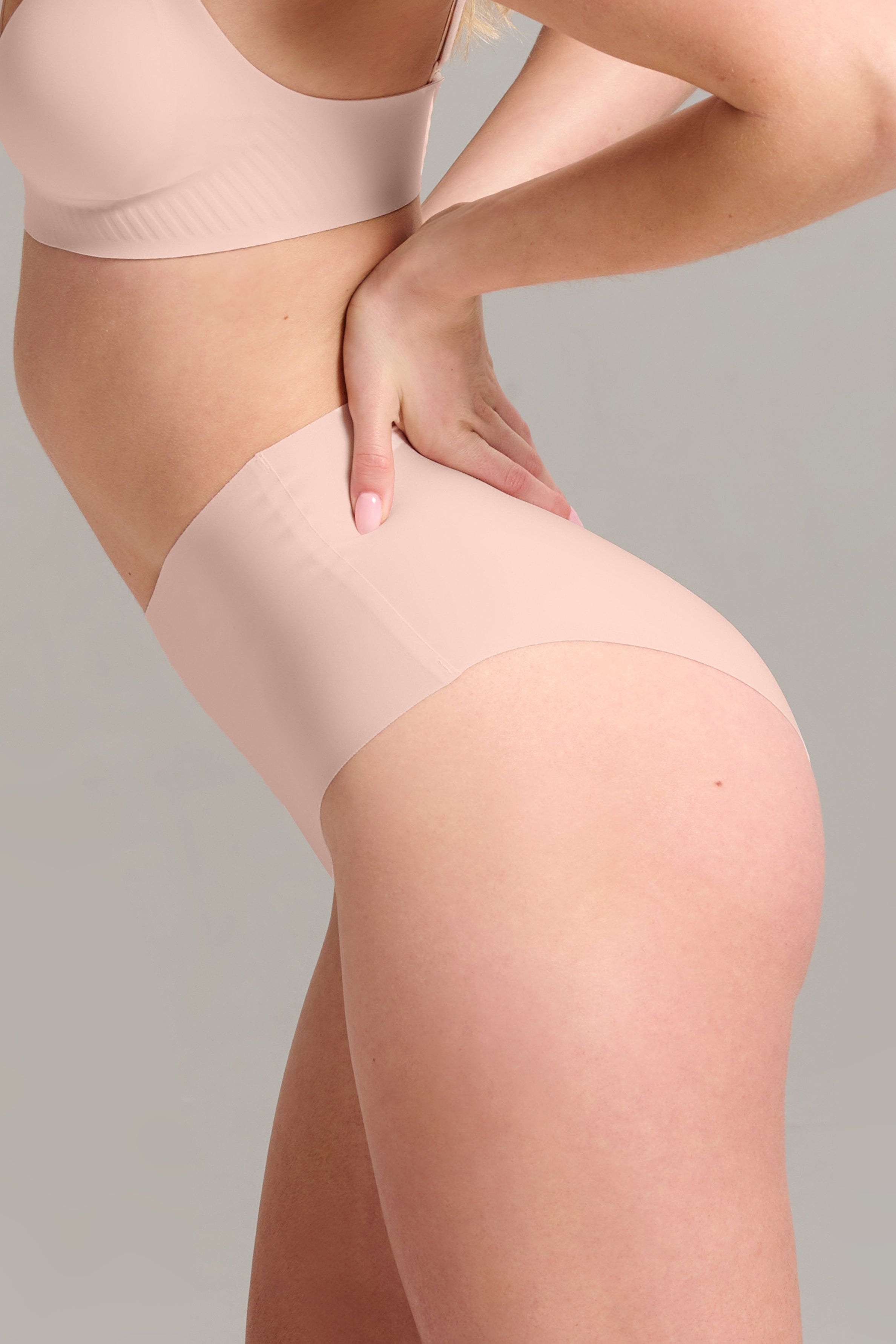 No-Show High Waist Brief - BARELY PINK - Siella - Color: Barely Pink Rose délicat