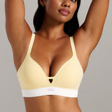 Organic Cotton Rib V-Neck Foam Bra - Siella - Color: Lemonade Limonade