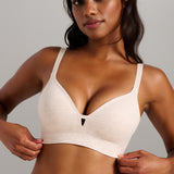 Organic Cotton No-Show V-Neck Foam Bra - Siella - Color: Oatmeal Avoine