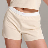 Organic Cotton Rib Boxer Short - Siella - Color: Whisper Beige Beige murmure