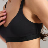 Organic Cotton V-Neck Bra - SIELLA - Color: Black Noir