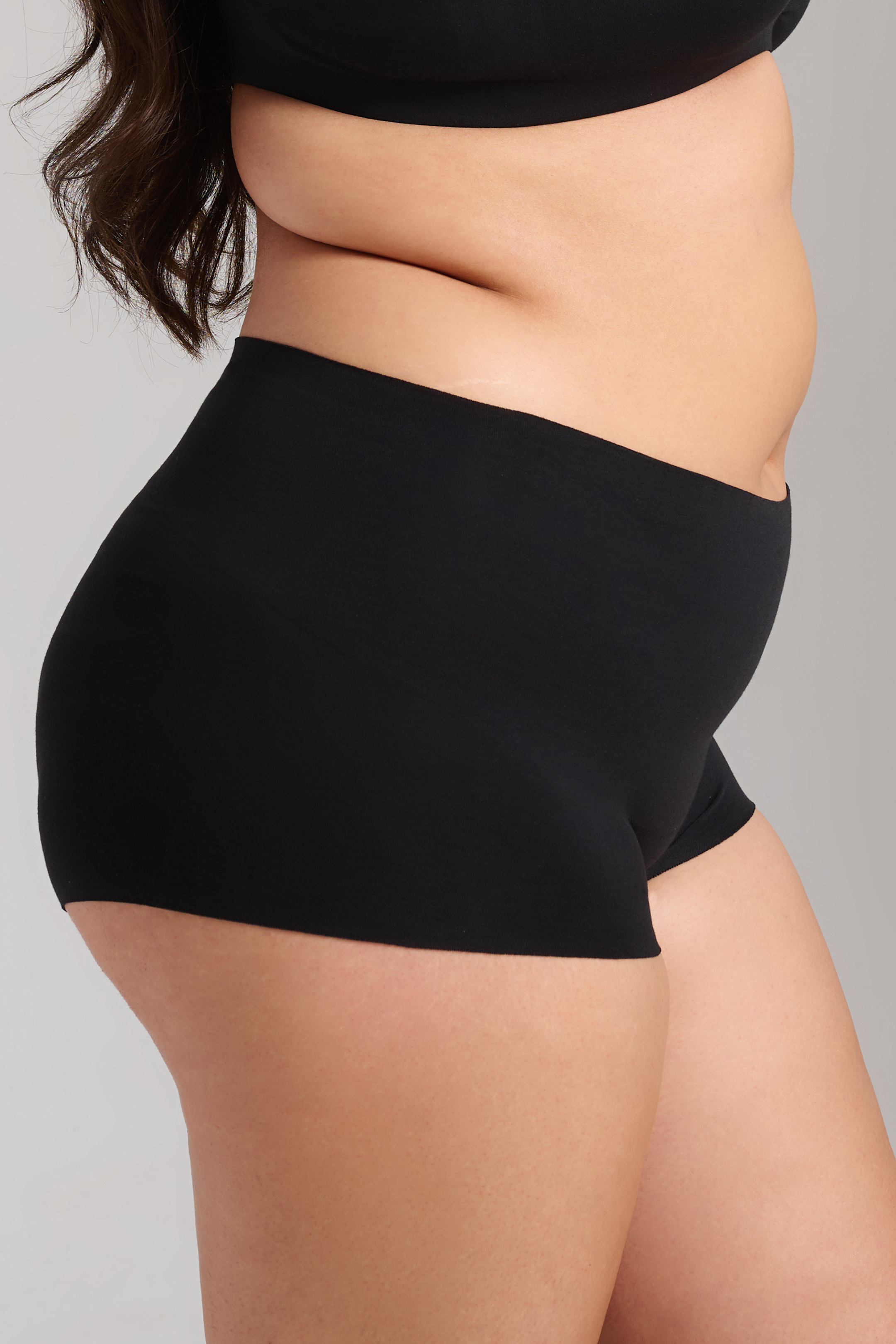 Organic Cotton No-Show Shaping Boy Short - SIELLA - Color: Black Noir