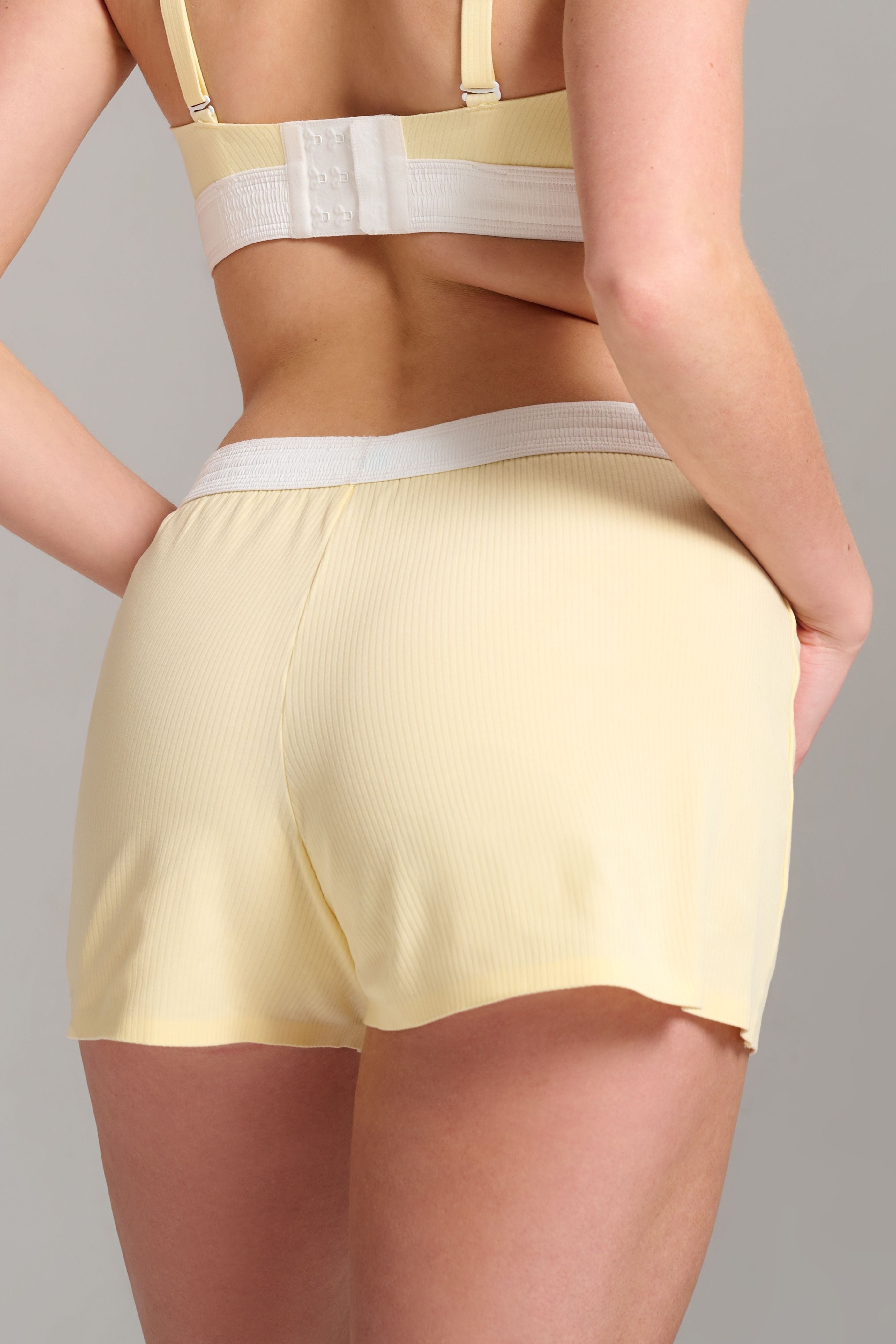 Organic Cotton Rib Boxer Short - Siella - Color: Lemonade Limonade