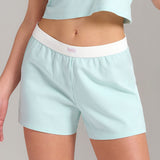Organic Cotton Rib Boxer Short - Siella - Color: Aqua Mist Aqua