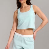 Organic Cotton Rib Boxer Short - Siella - Color: Aqua Mist Aqua