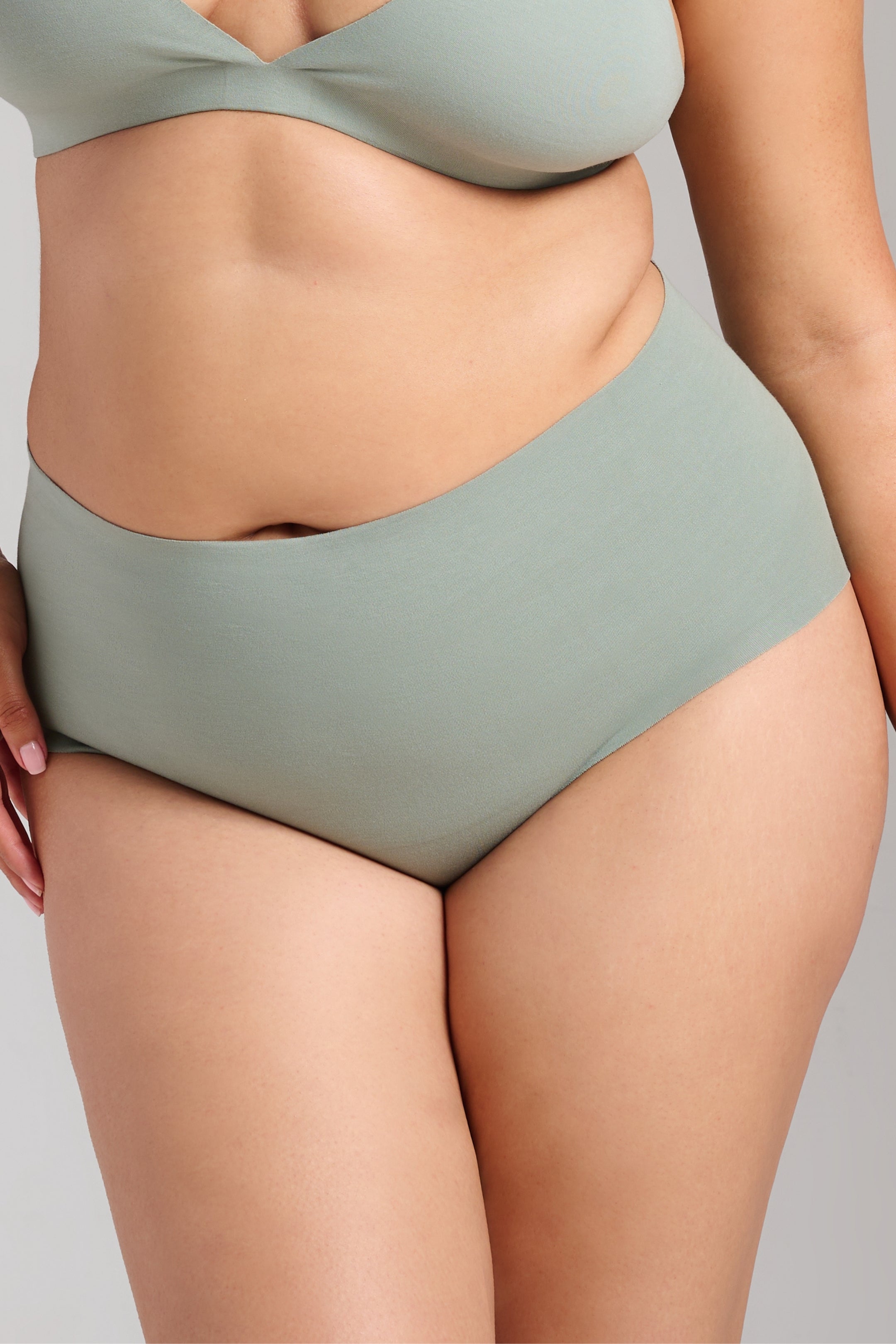 Organic Cotton No-Show Shaping Brief - SIELLA - Color: Sage Sauge