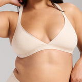 Organic Cotton No-Show Triangle Bra - SIELLA - Color: Oatmeal Avoine