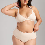 Organic Cotton No-Show Shaping Thong - SIELLA - Color: Oatmeal Avoine
