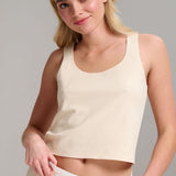 Organic Cotton Rib Tank - Siella - Color: Whisper Beige Beige murmure