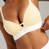 Organic Cotton Rib V-Neck Foam Bra - Siella - Color: Lemonade Limonade