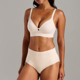 Organic Cotton No-Show V-Neck Foam Bra - Siella - Color: Oatmeal Avoine