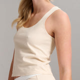 Organic Cotton Rib Tank - Siella - Color: Whisper Beige Beige murmure